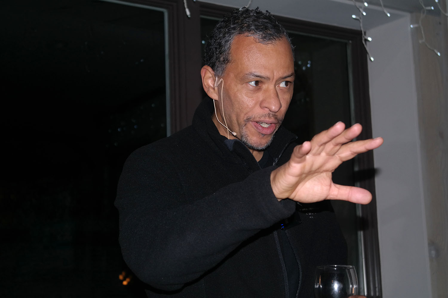 photo of Lloyd Trotman speaking at Cocktails & Chromosomes Movember photo of Lloyd Trotman speaking at Cocktails & Chromosomes Movember