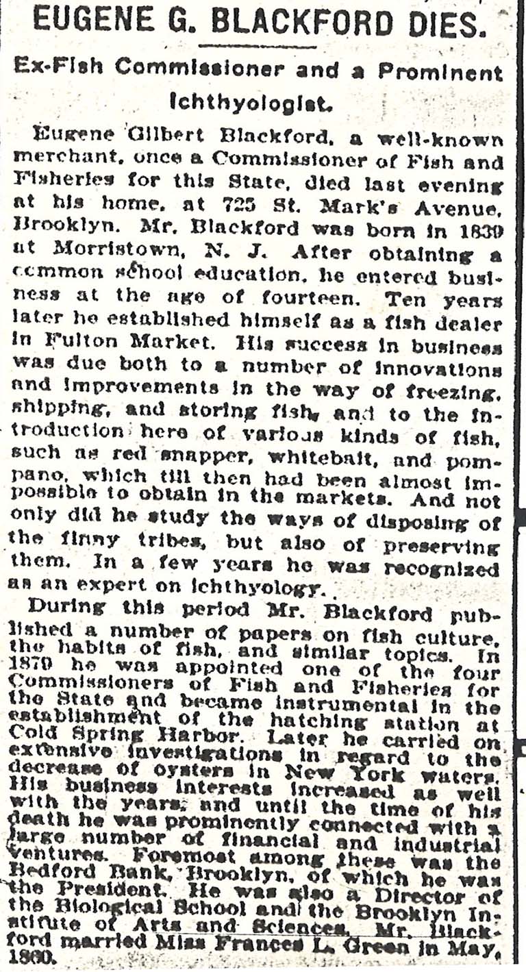 image of Eugene Blackford death news clipping