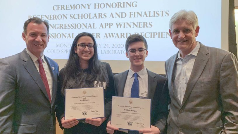 photo of Tom Suozzi, Bruce Stillman, Sejal Gupta, and William Borges
