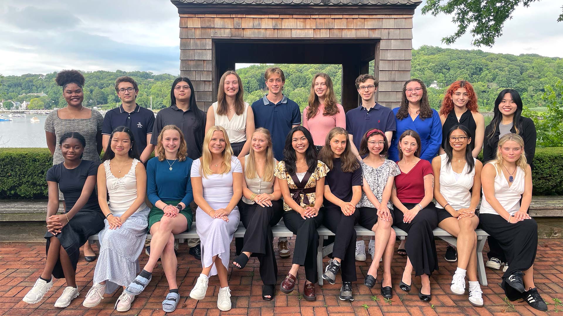 image of the 2024 Undergraduate Research Participants in front of the CSHL gazebo