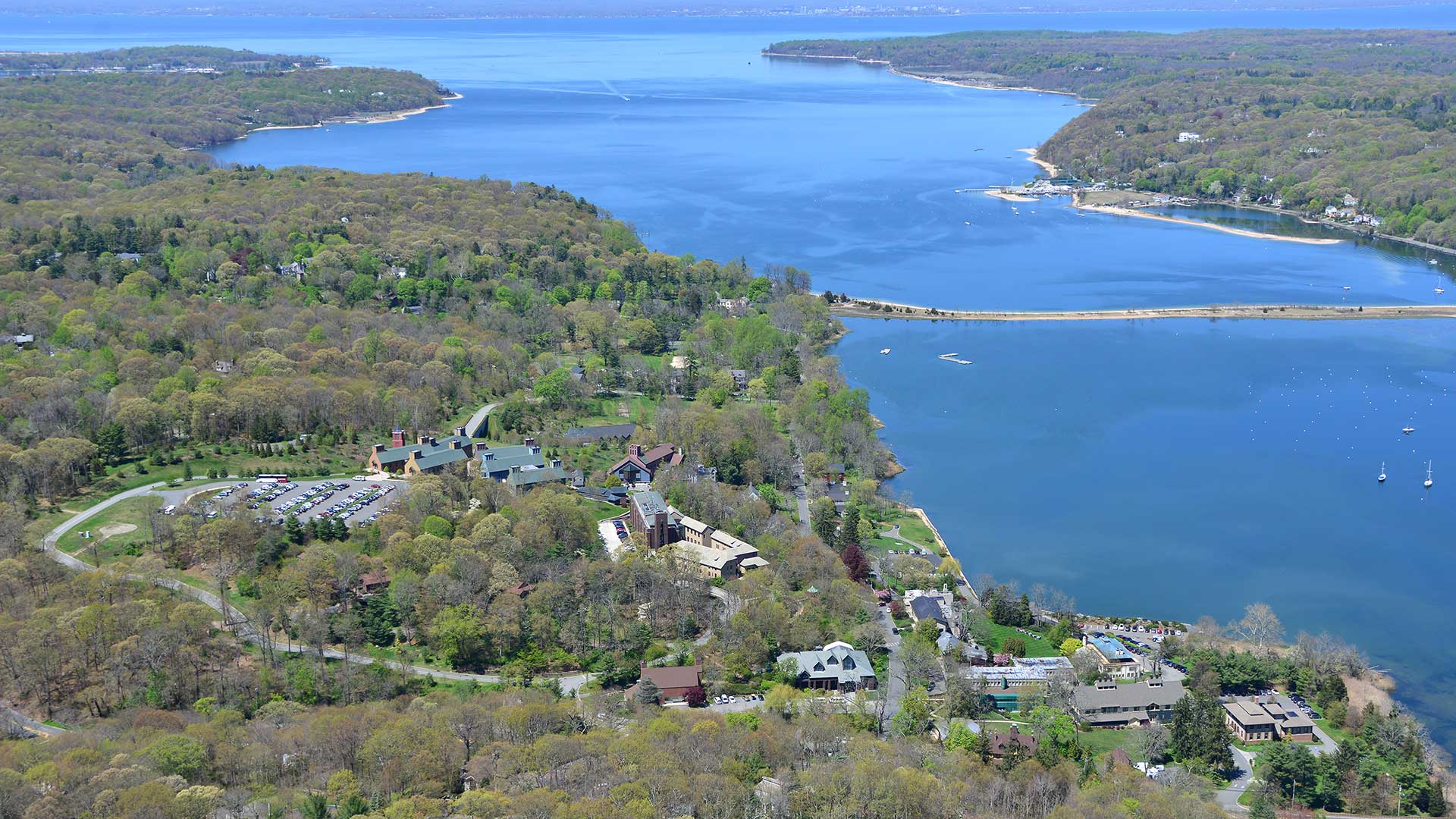 image of CSHLs main campus aerial view