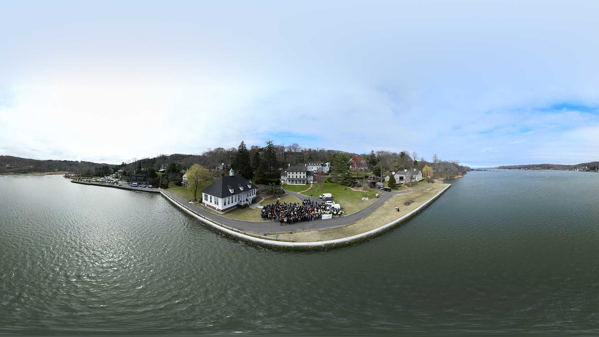 Image of faculty and staff at the CSHL waterfront