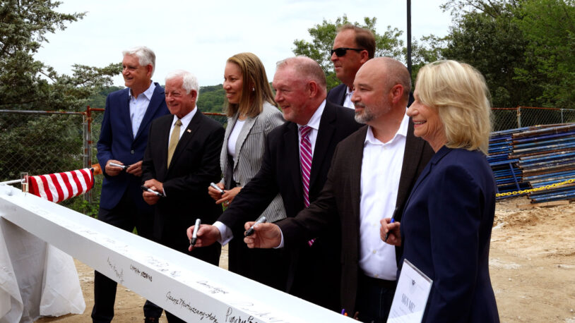 Image of the final beam signing at the topping off ceremony