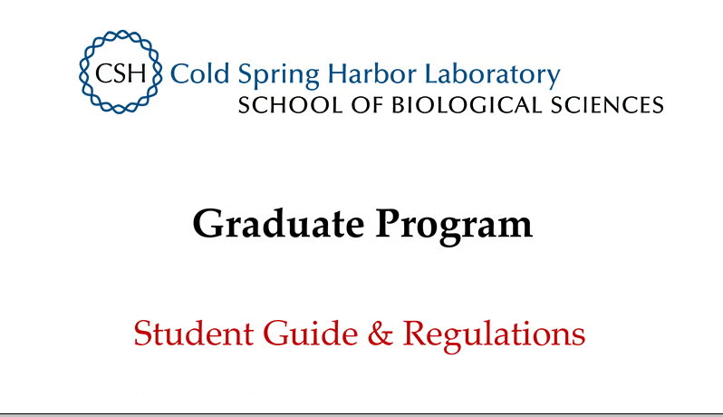 Cold Spring Harbor Laboratory Graduate Program Student Guide & Regulations cover page.